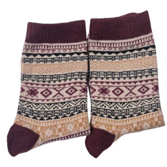 4 Pairs Cozy Mid-Calf Ribbed Cuff Thermal Warm Winter Comfy Unisex Tribal Socks - Picture 3 of 5